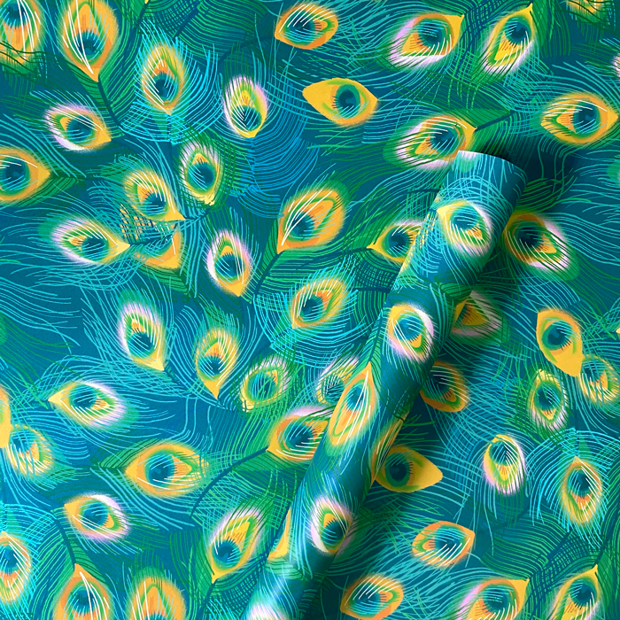 Wrapping Paper: Peacock feathers  x 5 Sheets