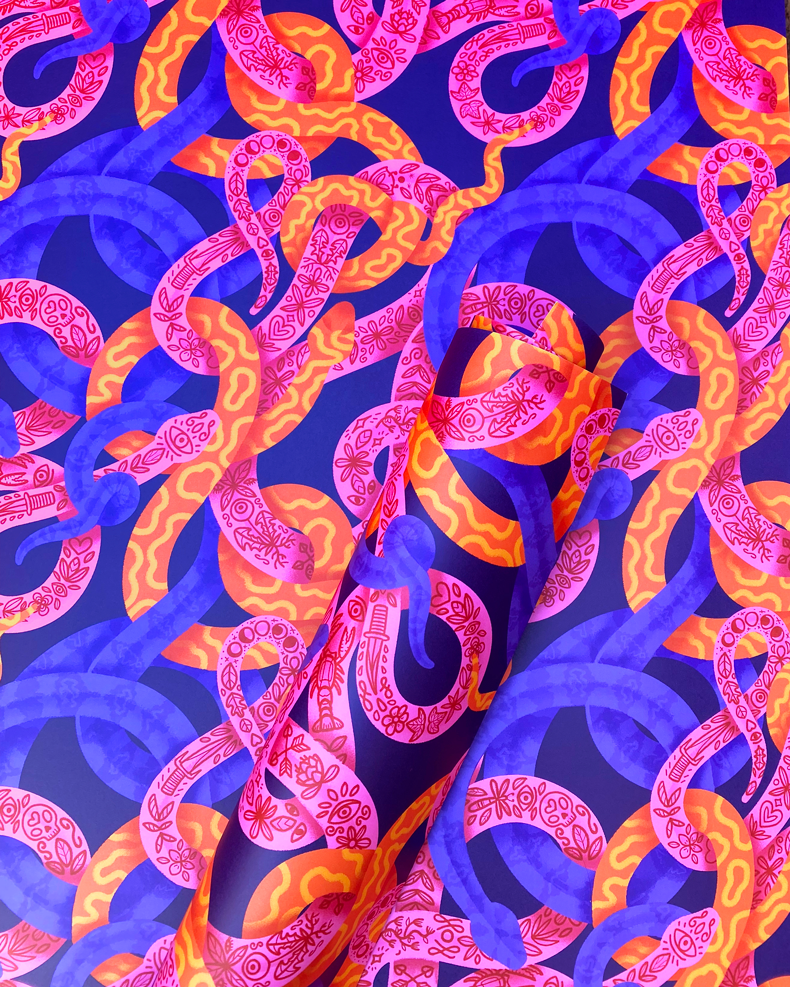 Wrapping Paper, Tattoo Snakes x 5 Sheets image 0