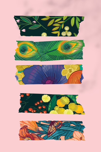 Washi Tape - Lilies and butterflies 15mm